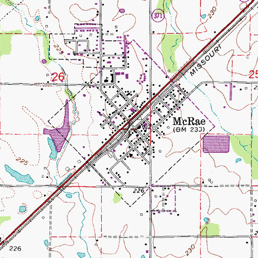 Topographic Map of McRae, AR
