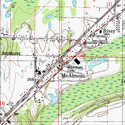Topographic Map of Meacham Cemetery, AR