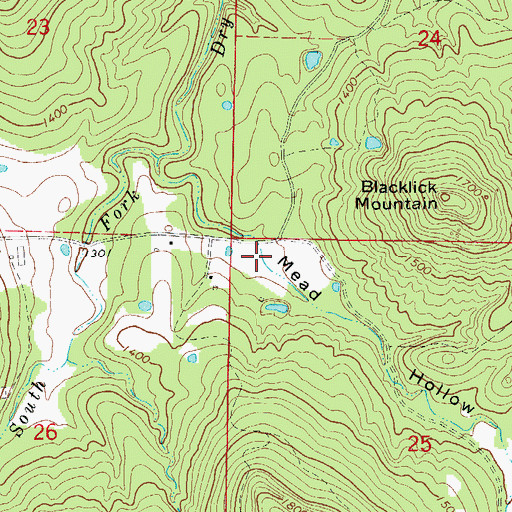 Topographic Map of Mead Hollow, AR