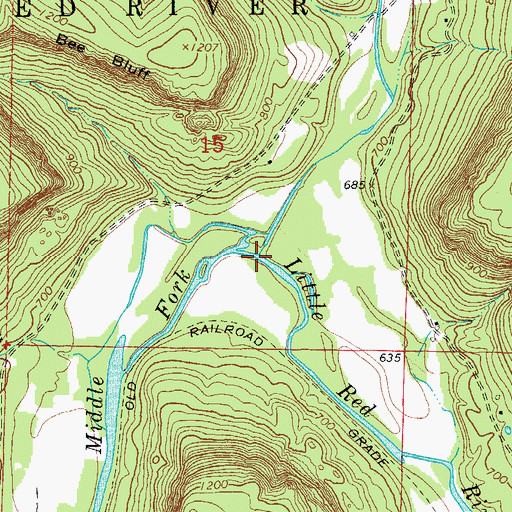 Topographic Map of Meadow Creek, AR