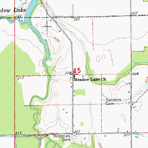 Topographic Map of Meadow Lake Church, AR