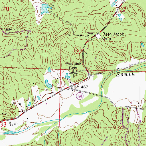 Topographic Map of Medlock Cemetery, AR