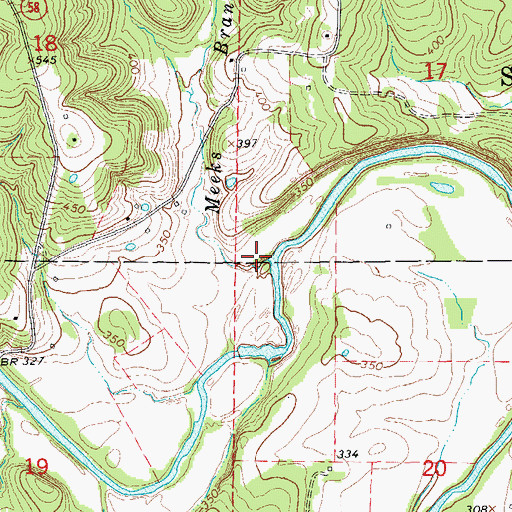 Topographic Map of Meeks Branch, AR