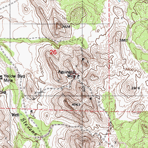 Topographic Map of Aguinaldo Mine, AZ
