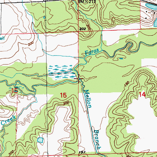 Topographic Map of Mellon Branch, AR