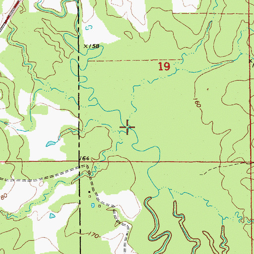Topographic Map of Melton Branch, AR