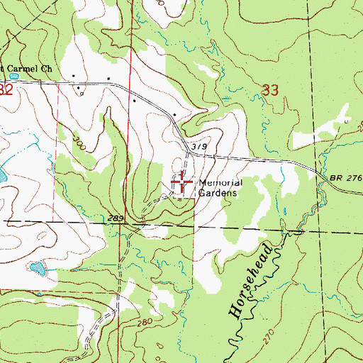 Topographic Map of Memorial Gardens, AR