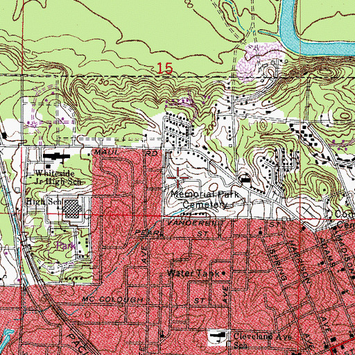 Topographic Map of Memorial Park Cemetery, AR