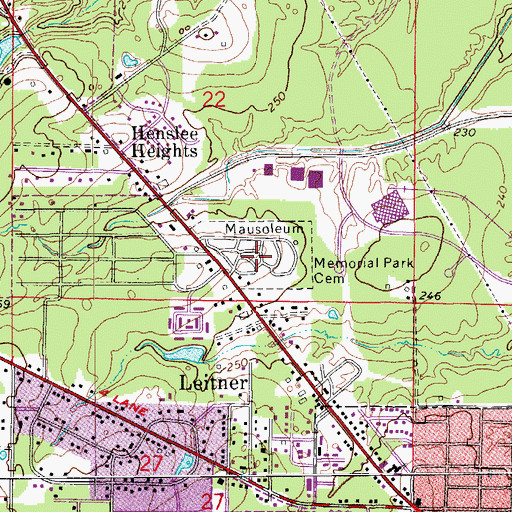 Topographic Map of Memorial Park Cemetery, AR