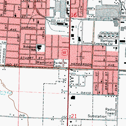 Topographic Map of Memorial Park Cemetery, AR