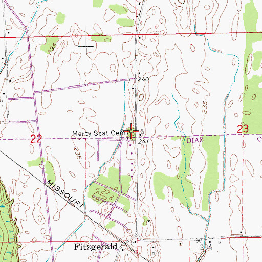 Topographic Map of Mercy Seat Cemetery, AR