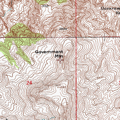 Topographic Map of Government Mountain, AZ