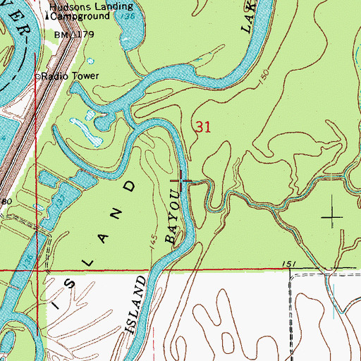 Topographic Map of Middle Bayou, AR