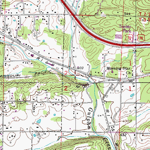 Topographic Map of Middle Branch Gulpha Creek, AR