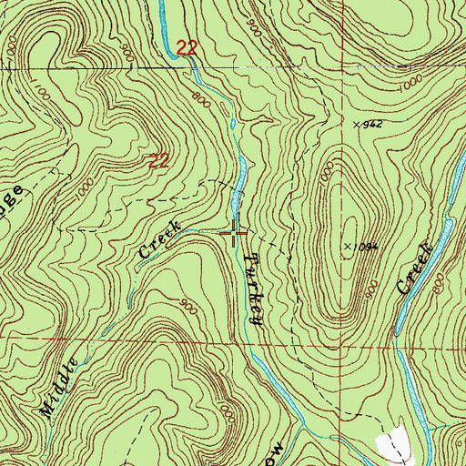 Topographic Map of Middle Creek, AR