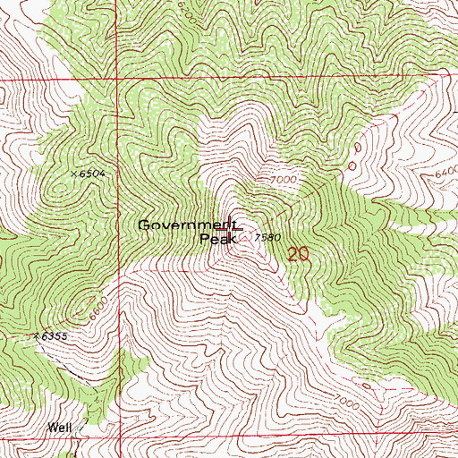 Topographic Map of Government Peak, AZ