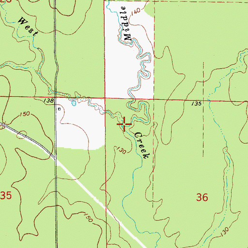 Topographic Map of Middle Fork West Creek, AR