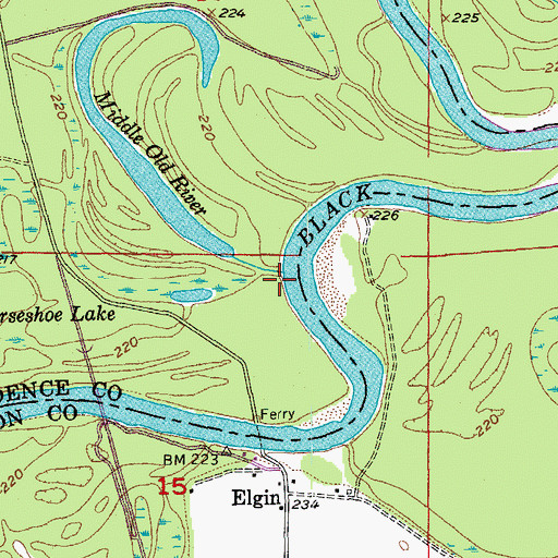 Topographic Map of Middle Old River, AR