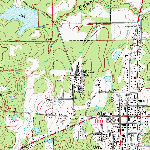 Topographic Map of Middle School, AR