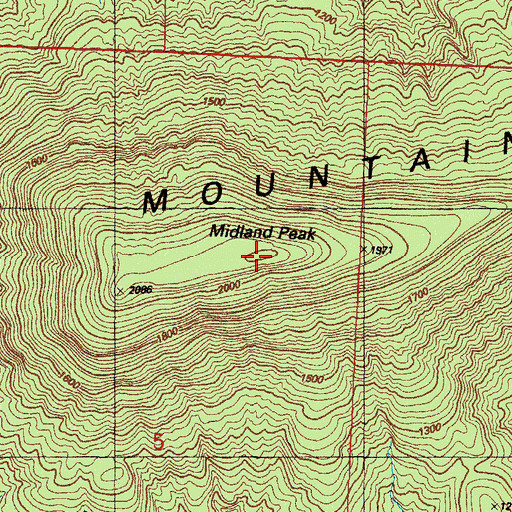 Topographic Map of Midland Peak, AR
