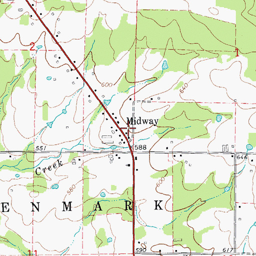 Topographic Map of Midway, AR