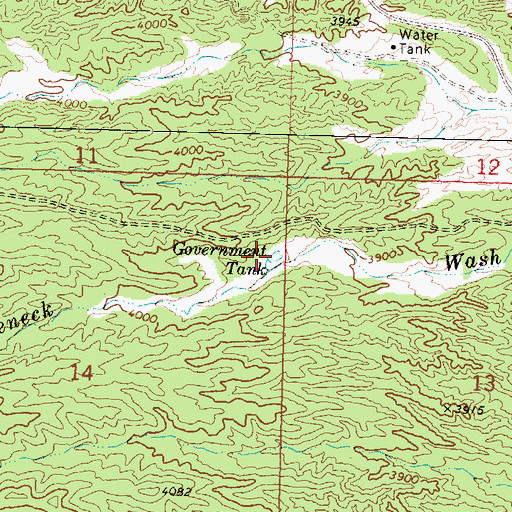 Topographic Map of Government Tank, AZ
