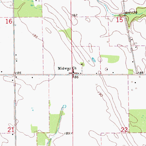 Topographic Map of Midway Church, AR