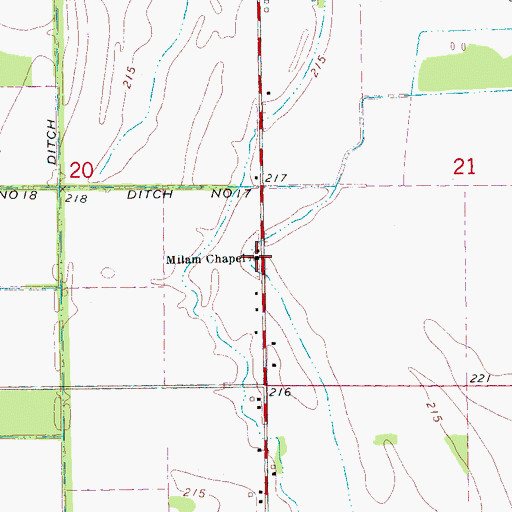 Topographic Map of Milam Chapel, AR