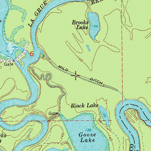 Topographic Map of Mild Ditch, AR