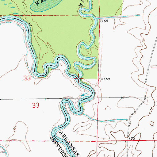 Topographic Map of Mill Bayou, AR