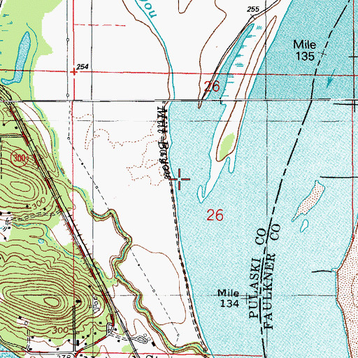 Topographic Map of Mill Bayou, AR
