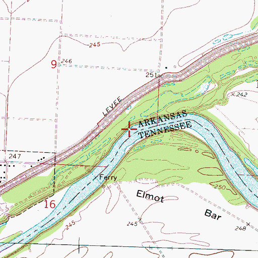 Topographic Map of Mill Bayou, AR