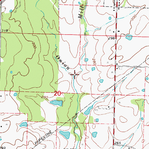 Topographic Map of Mill Branch, AR