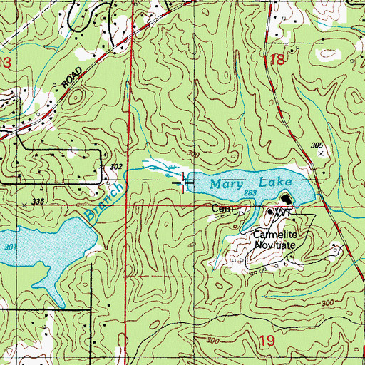 Topographic Map of Mill Branch, AR