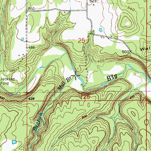 Topographic Map of Mill Branch, AR