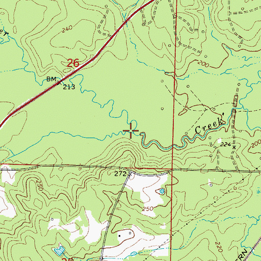 Topographic Map of Mill Creek, AR