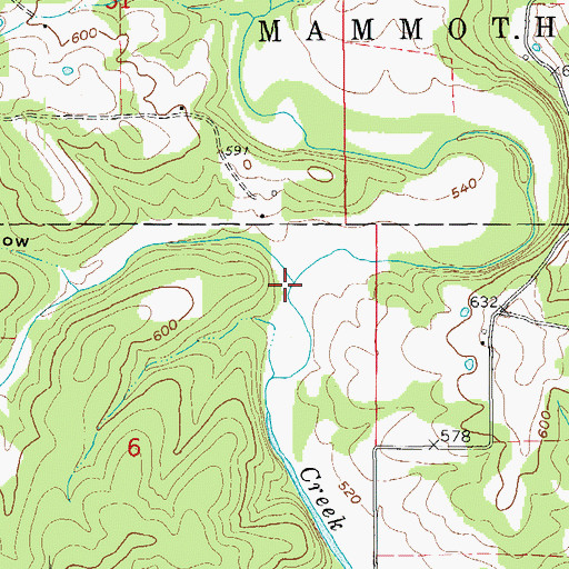 Topographic Map of Mill Creek, AR