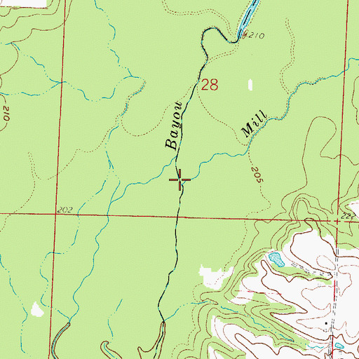 Topographic Map of Mill Creek, AR