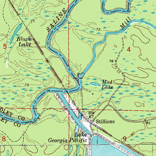 Topographic Map of Mill Creek, AR