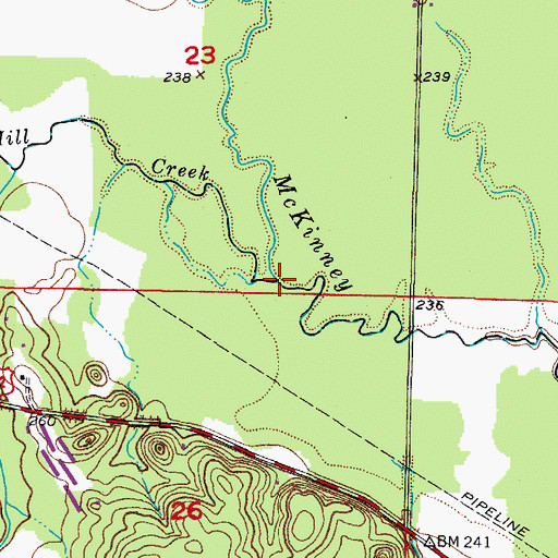Topographic Map of Mill Creek, AR