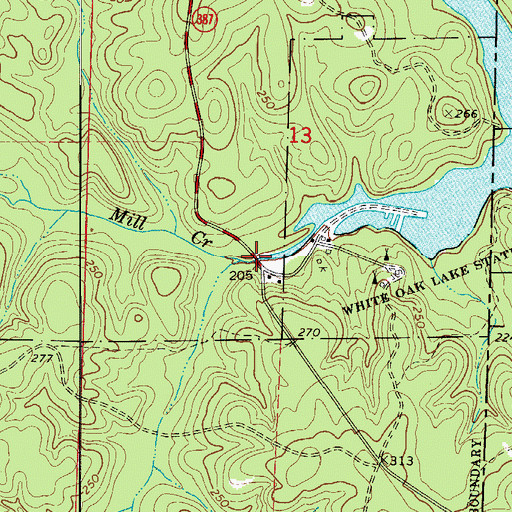 Topographic Map of Mill Creek, AR