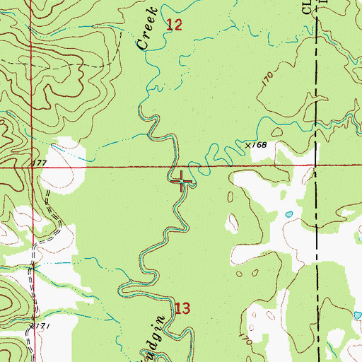 Topographic Map of Mill Creek, AR