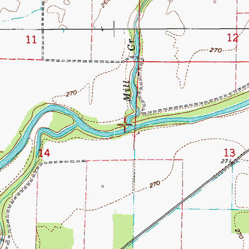 Topographic Map of Mill Creek, AR