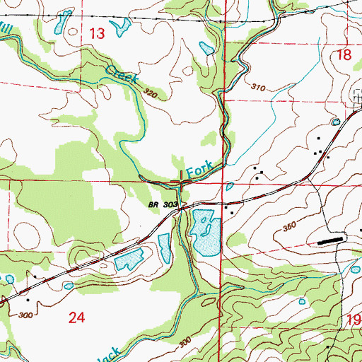 Topographic Map of Mill Creek, AR