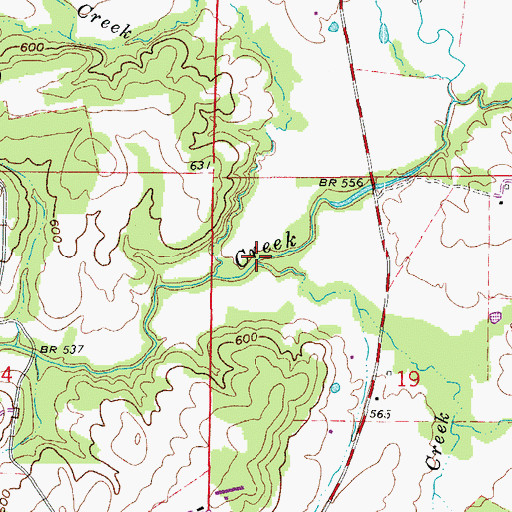 Topographic Map of Mill Creek, AR