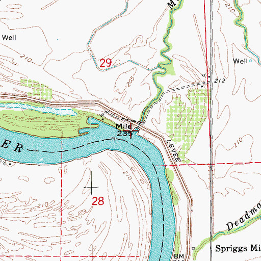 Topographic Map of Mill Creek, AR