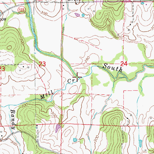 Topographic Map of Mill Creek, AR