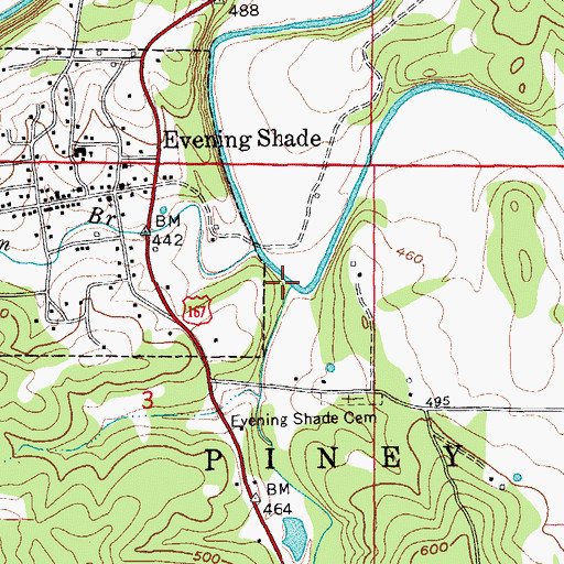 Topographic Map of Mill Creek, AR