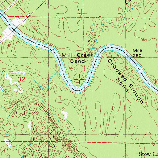 Topographic Map of Mill Creek Bend, AR