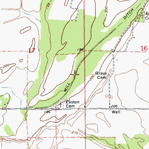 Topographic Map of Mill Ditch, AR